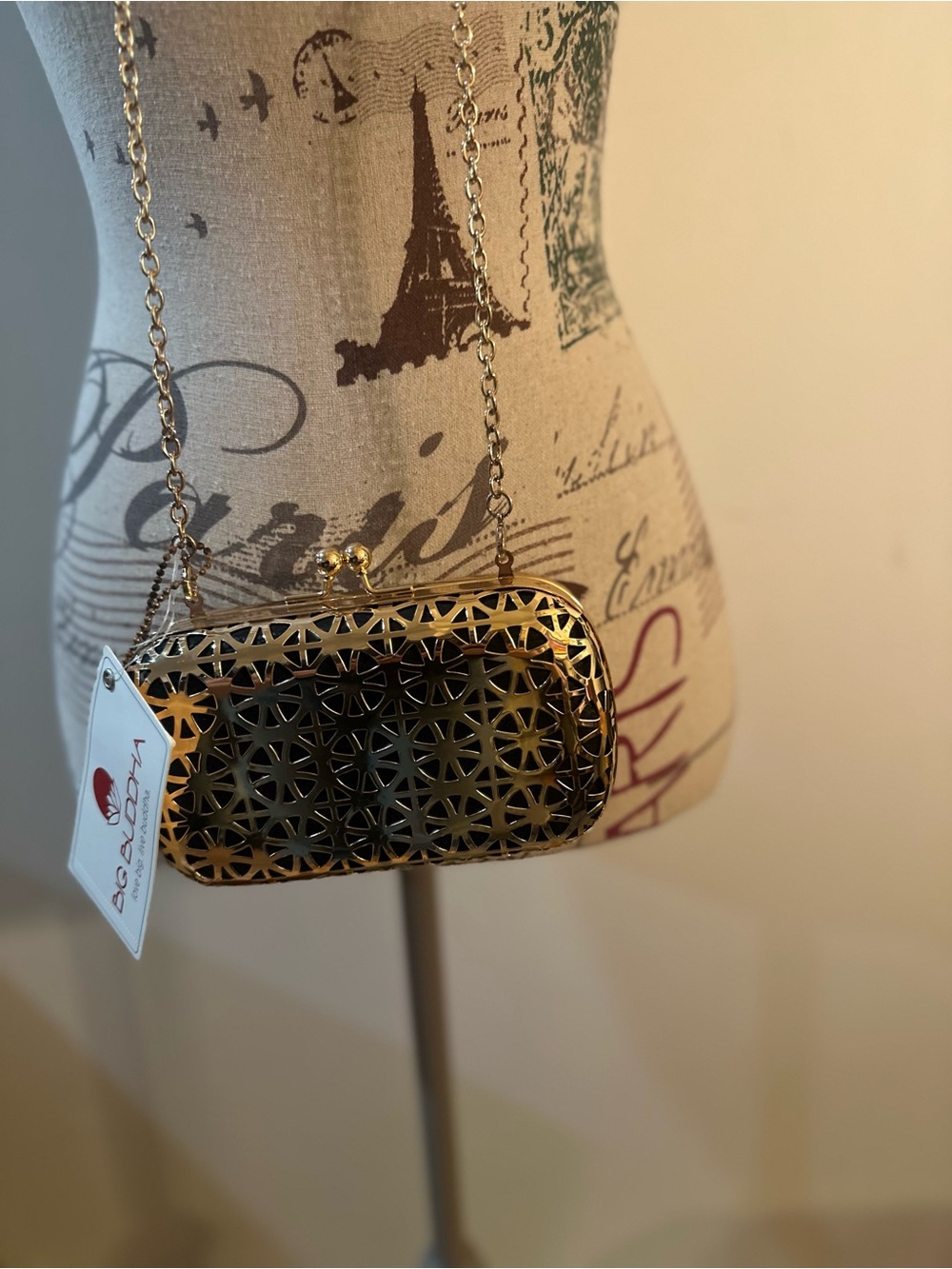 Big Buddha Gold Filigree Evening Clutch
